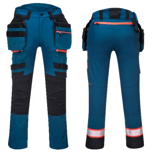 Spodnie DX440 z kieszeniami kaburowymi PORTWEST szare/niebieskie/czarne